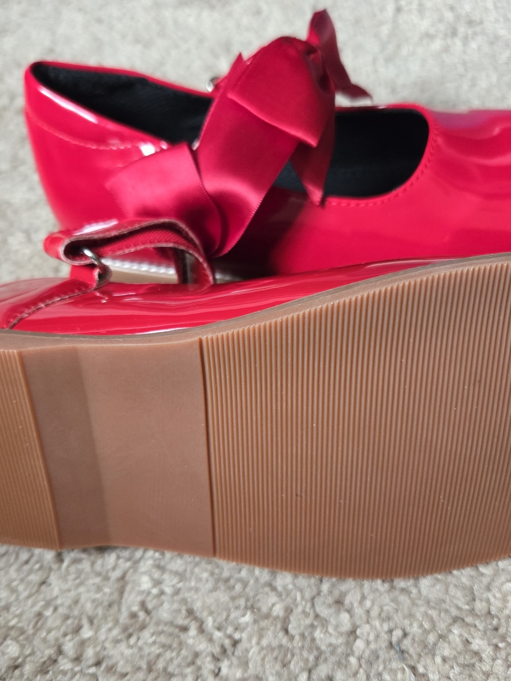 Girl's Red Patent  Flats with Bow